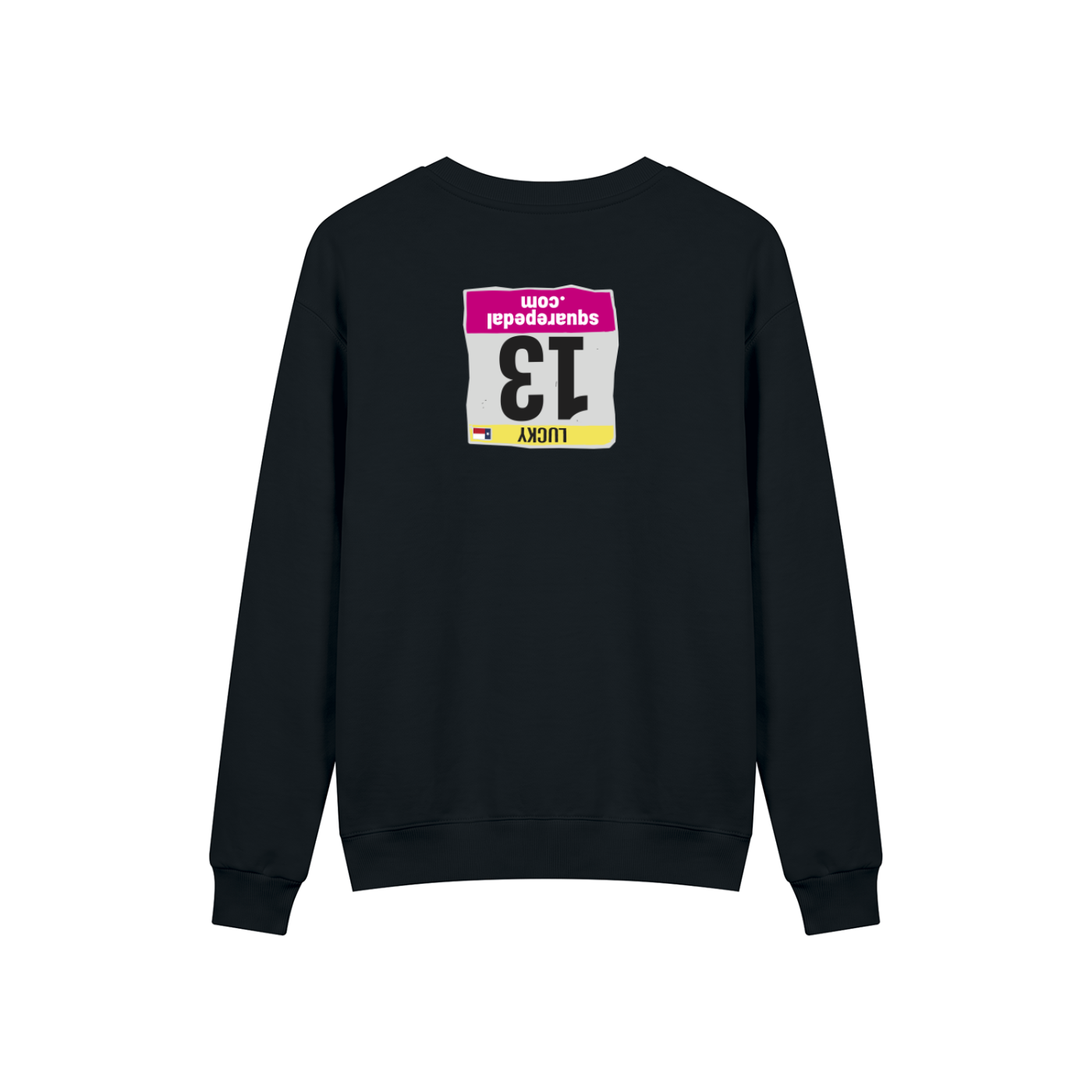 LUCKY 13 Drop Shoulder Crewneck in Black, back view