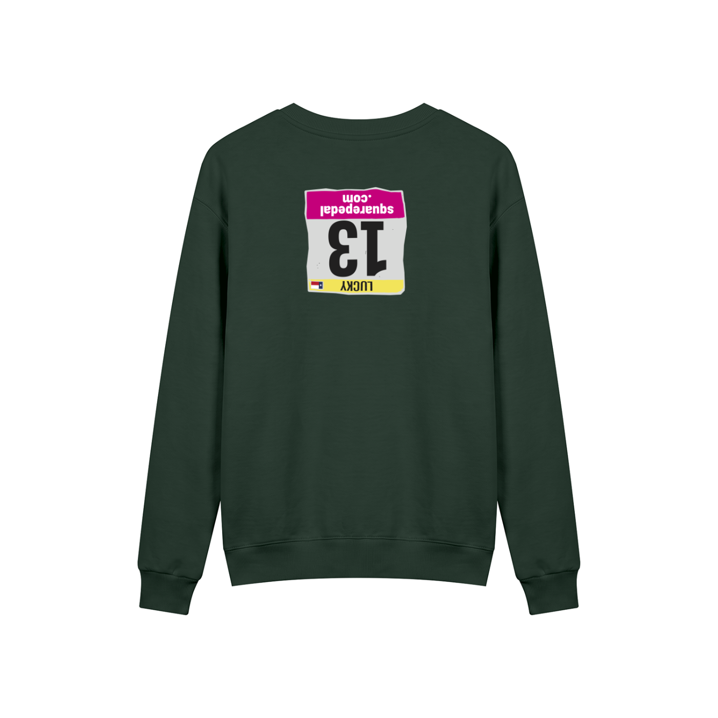 LUCKY 13 Drop Shoulder Crewneck in Blackish Green, back view