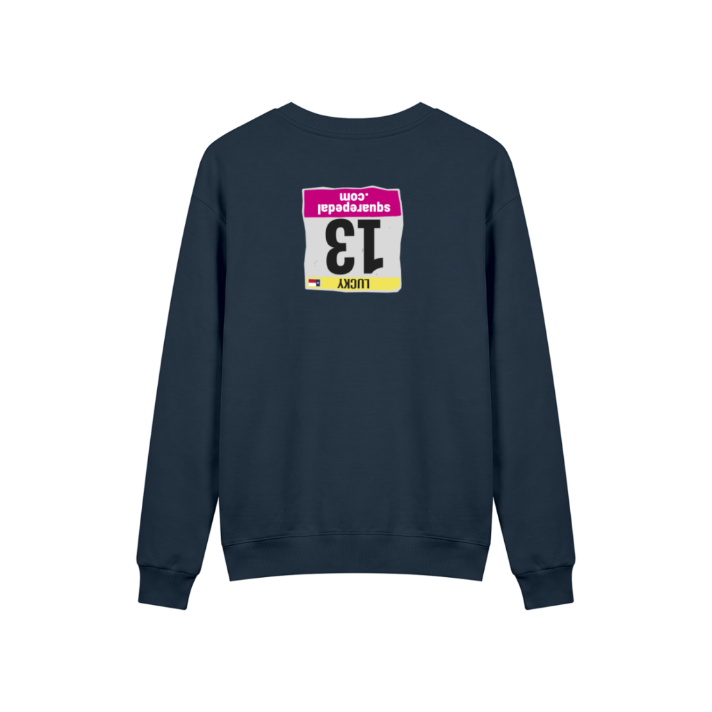 LUCKY 13 Drop Shoulder Crewneck in Navy Blue, back view