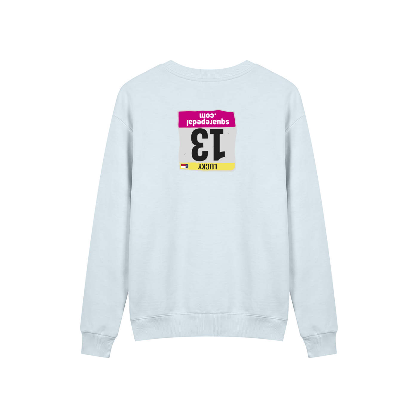 LUCKY 13 Drop Shoulder Crewneck in Sky Blue, back view